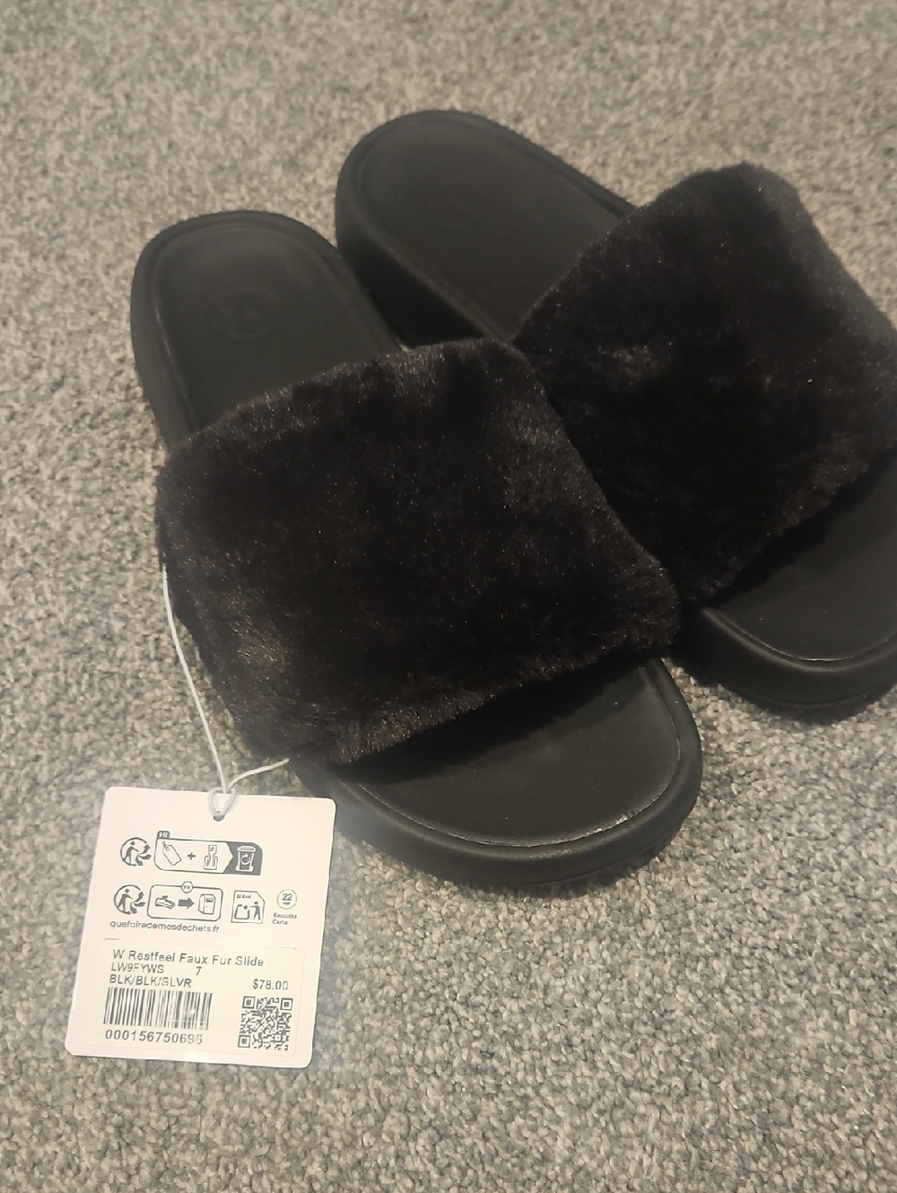 Lululemon Faux Fur Slide Sandals - Black